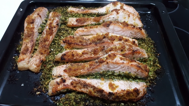 Salmón a la naranja con cuscús de brócoli