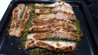 Salmón a la naranja con cuscús de brócoli