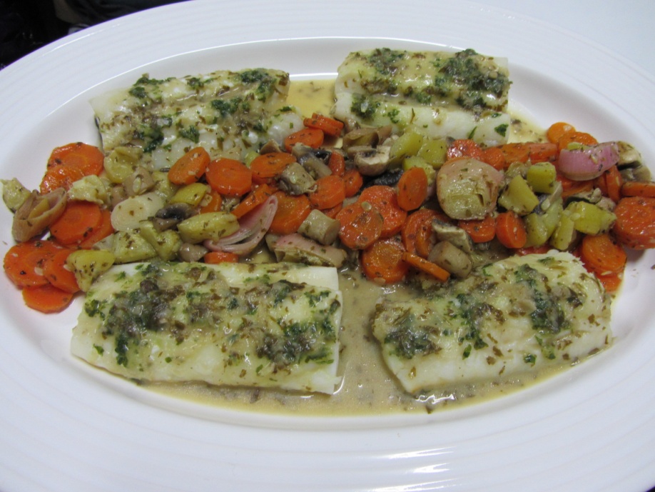 Dorada con salsa bercy