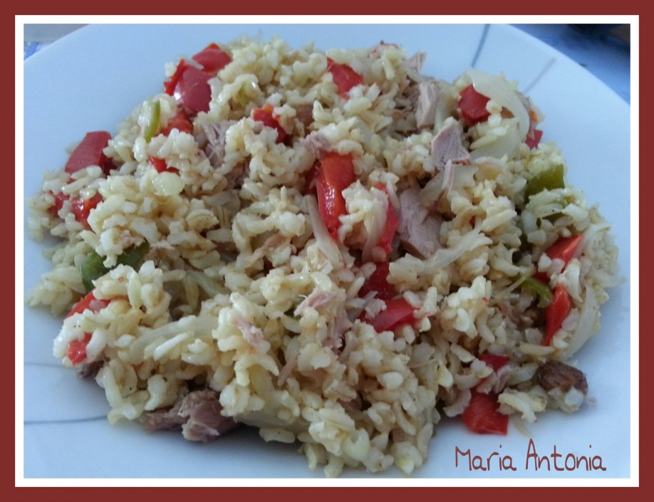 Arroz integral especiado con verduras