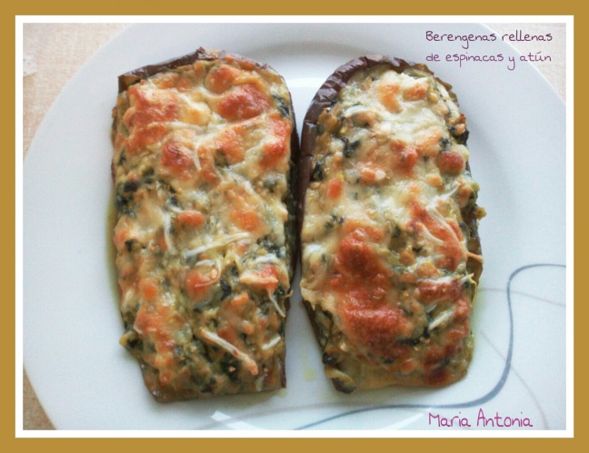 Berenjenas rellenas de espinacas y atún