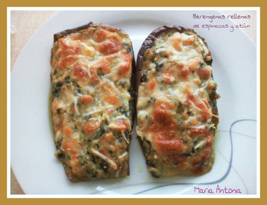Berenjenas rellenas de espinacas y atún